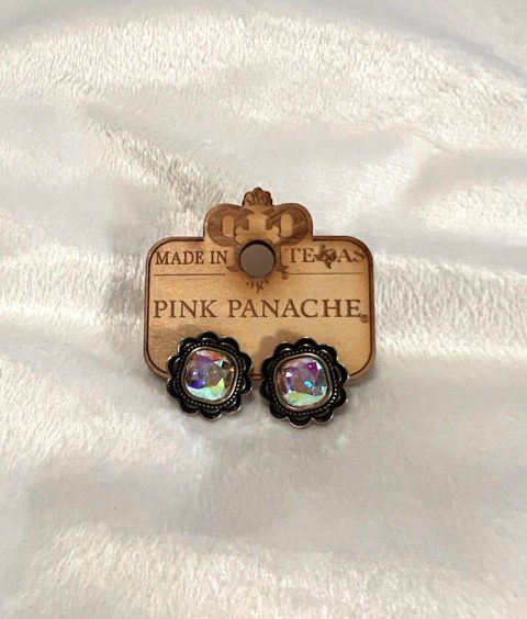 Pink rhinestone earrings.