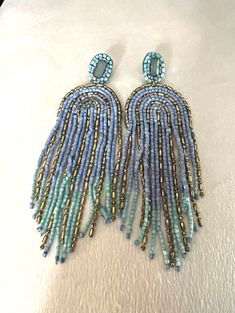 A pair of MOTHER EARTH BEADED EARRINGS.