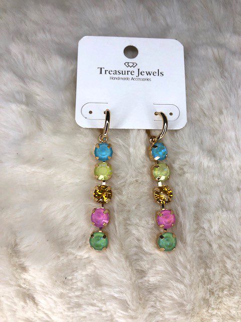 A pair of MYRA PASTEL DANGLE EARRINGS on a white background.